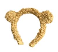 Diadema para mujer, bonita diadema de dibujos animados con orejas de oso de peluche, color caramelo