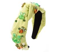 Diadema para mujer con cuentas y pedrería, diseño de calavera para cabeza de muerte, banda ancha turbante para lavar la cara de niña