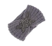Diadema para mujer con diadema de rayo, cálida diadema de punto con diadema de flores, mochila de tenis para mujer (gris, talla única)
