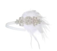 Diadema Para Mujer Con Plumas Diadema de plumas los años 20, tocado corista con cuentas, banda elástica for el cabello pavo real(Color1)
