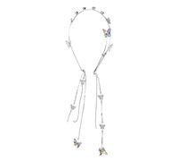 Diadema para mujer, delicada y brillante para el pelo con diamantes de imitación, diadema en forma de mariposa, diadema para fiesta de escenario largo, para mujer, estilo para la cabeza