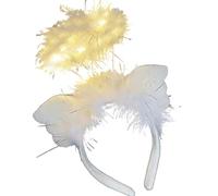 Diadema para mujer, diadema de ángel iluminada con plumas, aro de pelo de ángel, Año Nuevo, boda, fiesta, accesorios para fotos para niños, mujeres, niñas y mujeres