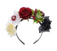 Diadema para mujer, diadema de calavera rosa hecha a mano para Halloween, diadema de calavera con diamantes de imitación, diadema floral, accesorio para el cabello