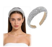 Diadema para mujer, diadema de diamantes de imitación con purpurina, accesorio para el pelo de plata para mujer, boda, novia, accesorio para el pelo de terciopelo (1, blanco)