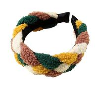 Diadema para mujer, diadema trenzada de forro polar sintético, estilo vintage, color de contraste, ancho