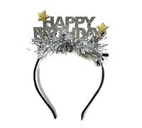 Diadema para mujer, diseño de celebración, feliz cumpleaños, con oropel, soporte para el pelo de transmisión en vivo, diadema de cumpleaños para adultos y adolescentes, unisex