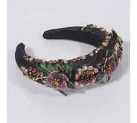 Diadema para mujer, diseño de flores bordadas, elástica, ancha, accesorios para el cabello para fiestas, 3-EN8