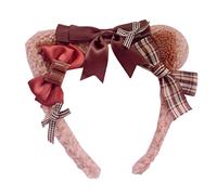 Diadema para mujer, diseño de orejas de oso de animal, diadema de orejas de gatito, diadema con lazos, diadema hecha a mano, tocado, cosplay, decoración de fiesta