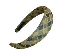 Diadema para mujer, diseño retro a cuadros, relleno de esponja gruesa, tela suave, accesorio de aro para el pelo