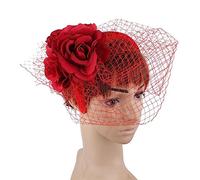 Diadema para mujer, tocado vintage, exquisita rosa para fiesta de té, boda, disfraz, pastillero, sombrero, tocado para funeral/boda