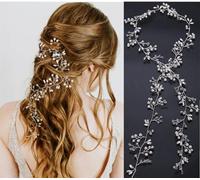 Diadema para novia ZHjuju, cristal plateado y perla, hecha a mano, flexible, 50 cm, accesorio para novia y damas de honor, diadema de flores