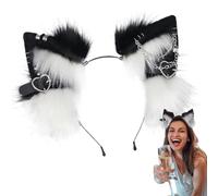 Diadema para orejas de gato, bandas para el pelo para niñas y mujeres, cómoda banda para la cabeza de Halloween - Diademas para gatos con acabados de cadena de corazones de metal para niños, amigos de