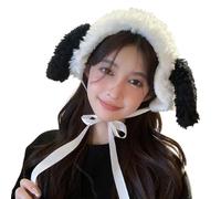 Diadema peluda de cuerno de reno con orejeras para mujeres, influencers, populares, protección cálida, accesorios de moda