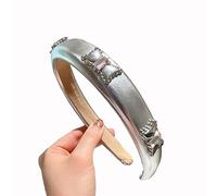 Diadema plateada para mujer, de piel sintética, diadema ancha con corazón/lazo, decoración para adolescentes y niñas, aros de pelo de poliuretano