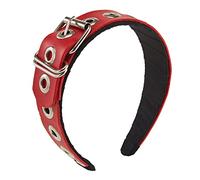 Diadema punk de piel sintética con hebilla, diadema de piel sintética, con hebilla de metal, tiaras góticas, diadema de piel sintética