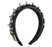 Diadema punk gótica, tiaras, diadema de piel sintética con pinchos, diadema de rock para hombre