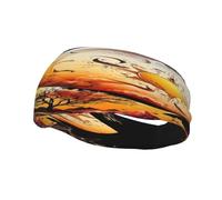 Diadema resistente al sudor que simboliza dos mundos (día y noche), pañuelo deportivo de moda, banda transpirable para el cabello, diademas de fitness que absorben el sudor para mujeres y hombres.