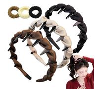 Diadema retro de perlas de calavera alta, diadema vintage de perlas artificiales de alto cráneo, efecto craneal esponjoso de 1 segundo, dientes antideslizantes dentados para un uso diario elegante