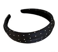 Diadema retro de satén de lunares para mujer, banda de 3,3 cm de ancho, accesorios para el cabello de estilo coreano para ocasiones, para occidental, versátil, para ganadero, para impresionante