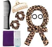 Diadema rizadora sin calor para rizos nocturnos. Cinta rizadora sin calor y set para cabello largo (estampado de leopardo).