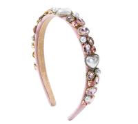 Diadema rosa barroca con diamantes completos y perlas para mujer, color rosa