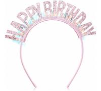 Diadema rosa con corona de cumpleaños para niñas y mujeres, accesorio para el cabello tipo tiara de princesa para decoración de fiestas.
