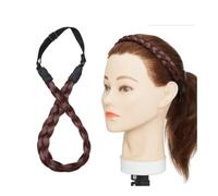 Diadema sintética de 3 tamaños de ancho con trenzas y cinturón ajustable, estilo bohemio, for mujer, 10 pulgadas de largo Look Elegante Chic(S-M33C)