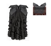 Diadema sintética de princesa para mujer, color negro y marrón, con cola de caballo rizada, para el uso diario (negro natural)