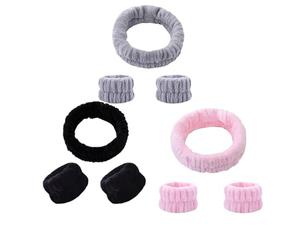 diadema skincare Conjunto de muñequeras for lavado cara, diademas for mujer, absorbentes impermeables, bandas for el cabello for y maquillaje para Maquillaje y Lavar Cara(Miexd-3Sets)