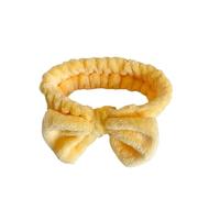 Diadema Skincare Diademas con lazo suave for mujer, banda elástica for el pelo esponjoso de Color, maquillaje ducha, 2 uds(Yellow)