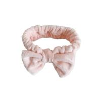 Diadema Skincare Diademas con lazo suave for mujer, banda elástica for el pelo esponjoso de Color, maquillaje ducha, 2 uds(Light Pink)