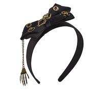 Diadema steampunk para mujer, lazos góticos para el pelo, diadema del día de los muertos, diadema de calavera, lazos negros, diadema de lazos negros