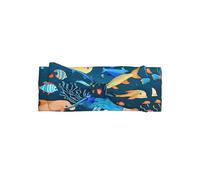 Diadema suave azul bebé bajo el agua del mundo de los peces, elegante turbante de nudo cálido y suave para recién nacidos y niños pequeños