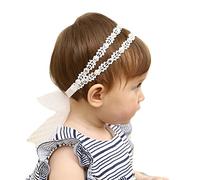 Diadema superelástica de Encaje de algodón para bebé, Accesorio para el Pelo de niños, Blanco, Medium
