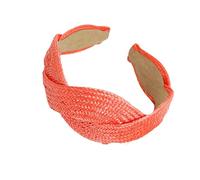 Diadema tejida de paja natural, banda elástica ancha, accesorio para el cabello, transpirable, unisex, adorno para el cabello para actividades al aire libre, accesorio para la cabeza en tono sólido