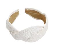 Diadema tejida de paja natural, banda elástica ancha, accesorio para el cabello, transpirable, unisex, adorno para el cabello para actividades al aire libre, accesorio para la cabeza en tono sólido