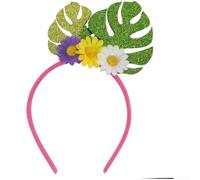 Diadema temática tropical con tortuga flamenco y para hojas estilo flor para accesorios de fiesta hawaiana (F)