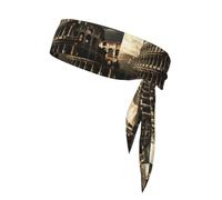 Diadema tipo bandana con estampado de restos del Coliseo Romano. Equipo deportivo unisex multideporte para yoga, correr, ciclismo y gimnasio.