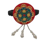 Diadema tradicional coreana con perlas de esmalte azul para espectáculos de escenario y festivales étnicos, accesorios para el cabello hechos a mano, tocados para festivales