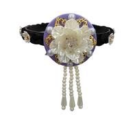 Diadema tradicional coreana Hanbok para mujeres y niñas, elegante accesorio para el cabello con perlas de flores