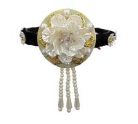 Diadema tradicional coreana Hanbok para mujeres y niñas, elegante flor perlas, aro para el pelo, danza escénica