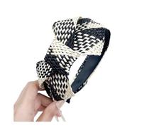 Diadema trenzada a cuadros, versátil diadema con lazo para la personalidad, accesorios para el cabello (negro 2)