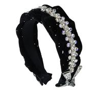 Diadema trenzada ancha para mujer, diadema aterciopelada con diamantes de imitación para invierno