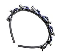 Diadema trenzada de doble capa con doble flequillo para horquillas de pelo con diamantes de imitación, diadema tejida hueca, accesorios de peinado con clips, diadema de terciopelo