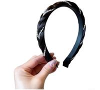 Diadema trenzada de espina de pescado con diamantes de imitación | Trenza intrincada de espina de pescado, cadena de diamantes de imitación brillantes, elegante estilo coreano