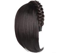 Diadema trenzada de espina de pescado para mujer, mitad para peluca con banda elástica antideslizante, extensión de pelo falso que aumenta el volumen para un aspecto natural sin costuras, 25 cm/40 cm