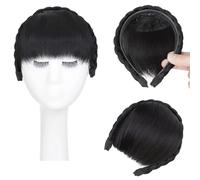Diadema trenzada de pelo sintético con flequillo, postizos for uso diario(#1)