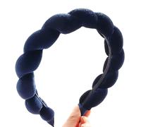 Diadema trenzada de terciopelo, diadema de esponja, diadema para el cabello, diadema para lavar la cara, cuidado de la piel, diadema de maquillaje, yoga, diadema acolchada de esponja