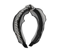 Diadema trenzada, diademas, diadema anudada de encaje de cristal for mujer, diadema de tela de malla con diamantes de imitación Vintage, accesorios for el cabello