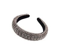 Diadema trenzada, diademas, diadema completa con diamantes de imitación for mujer, diadema acolchada, aro ancho for el pelo, tocados de moda, accesorios for el cabello(White)